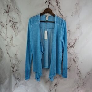 Chicos Ruana Womens 0 Small Blue Wrap Cardigan Topper Summer Tie Dye